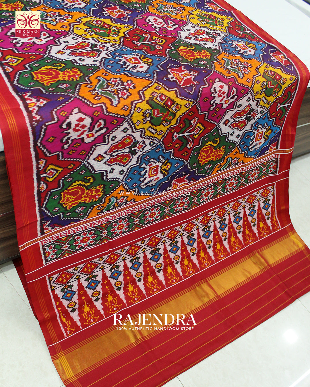 Exclusive 8 Figure Multicolor Twill Woven Rajkot Patola Saree