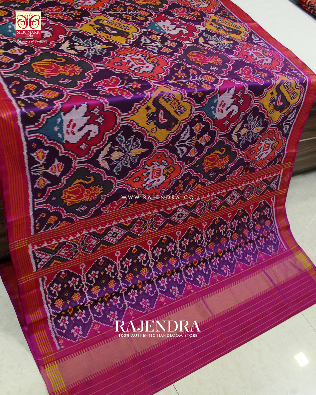 Exclusive 8 Figure Multicolor Ikat Rajkot Patola Saree