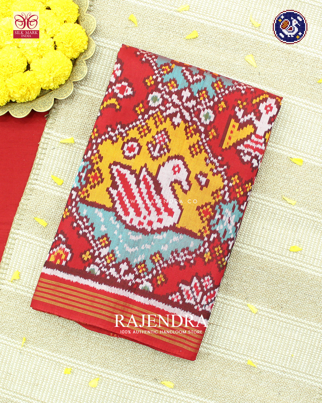 Exclusive 8 Figure Motif Red Ikat Rajkot Patola Saree