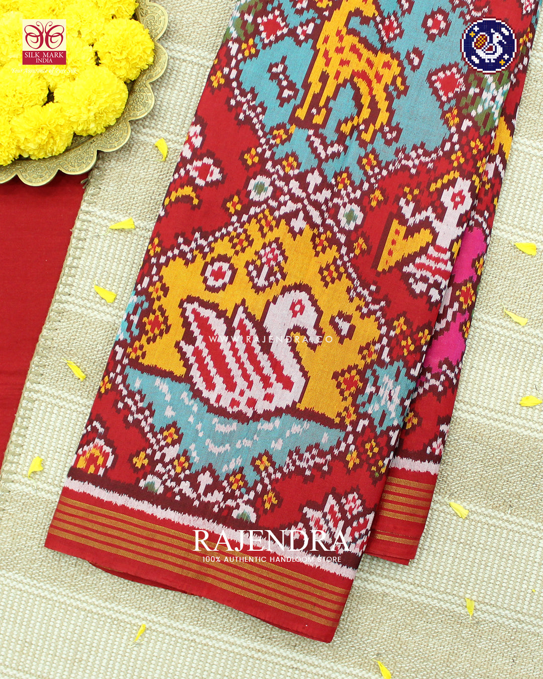 Exclusive 8 Figure Motif Red Ikat Rajkot Patola Saree