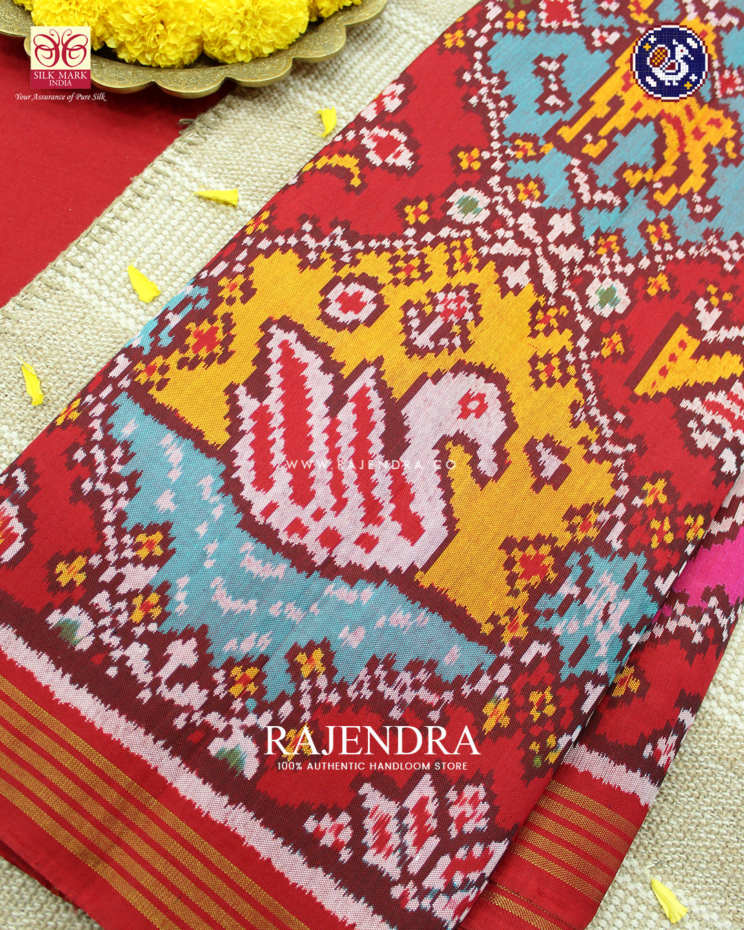 Exclusive 8 Figure Motif Red Ikat Rajkot Patola Saree