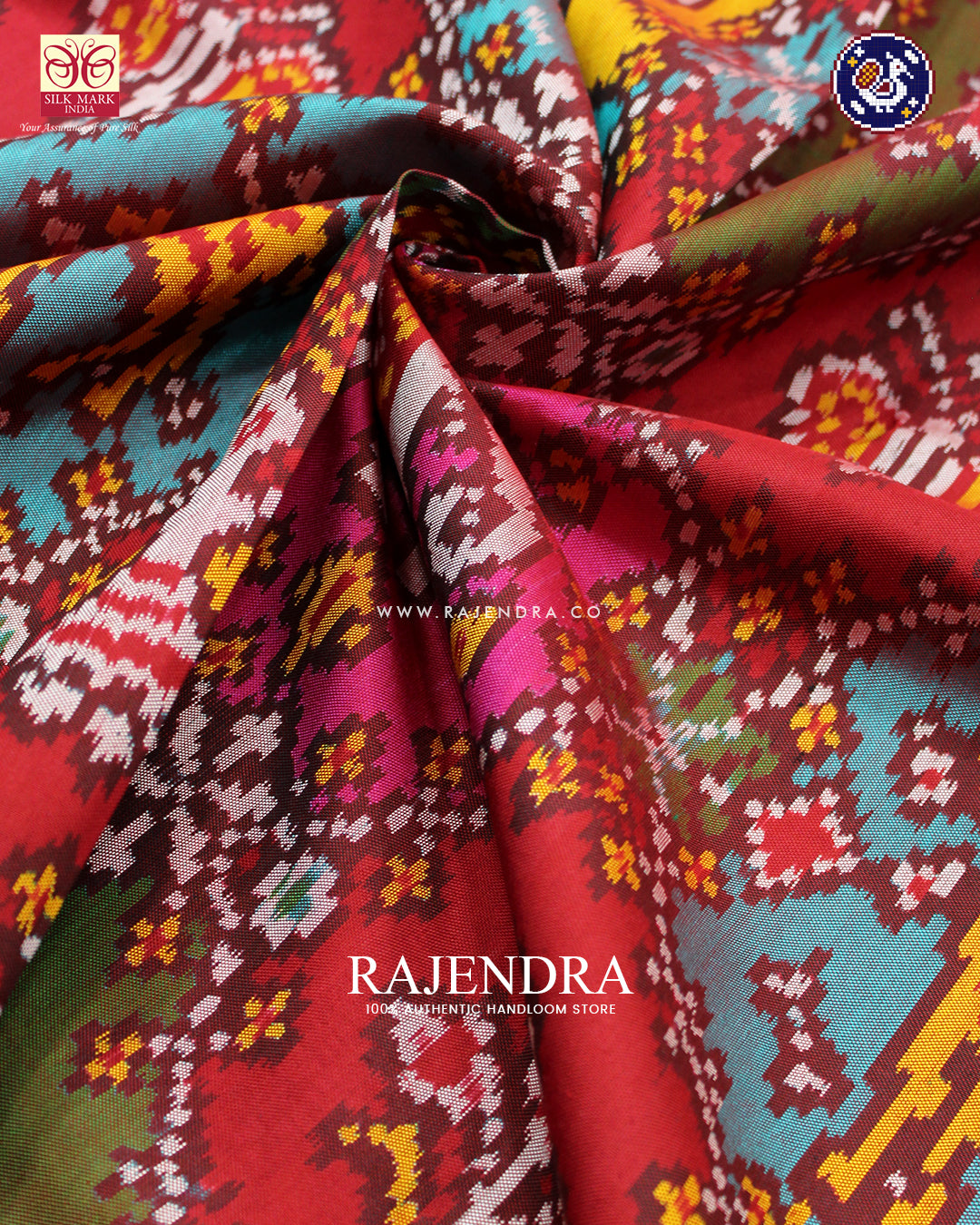 Exclusive 8 Figure Motif Red Ikat Rajkot Patola Saree