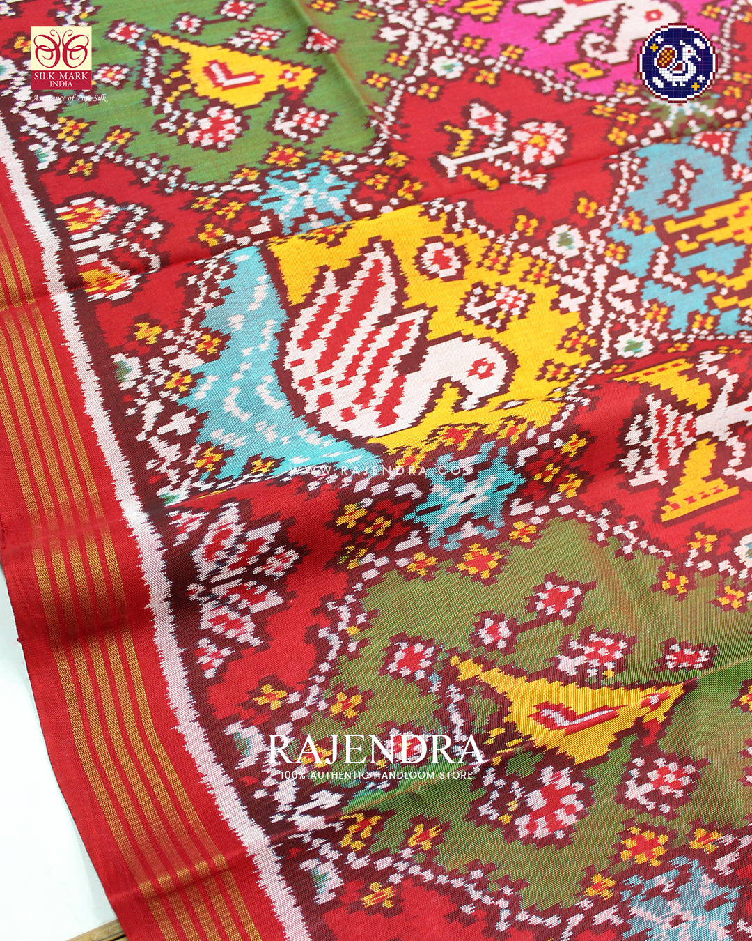 Exclusive 8 Figure Motif Red Ikat Rajkot Patola Saree