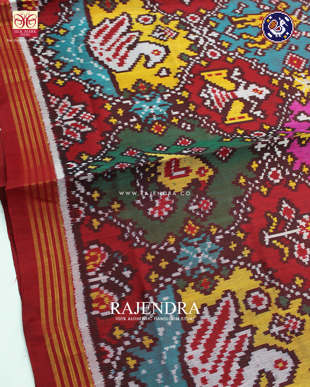 Exclusive 5 Figure Multicolour Ikat Rajkot Patola Saree