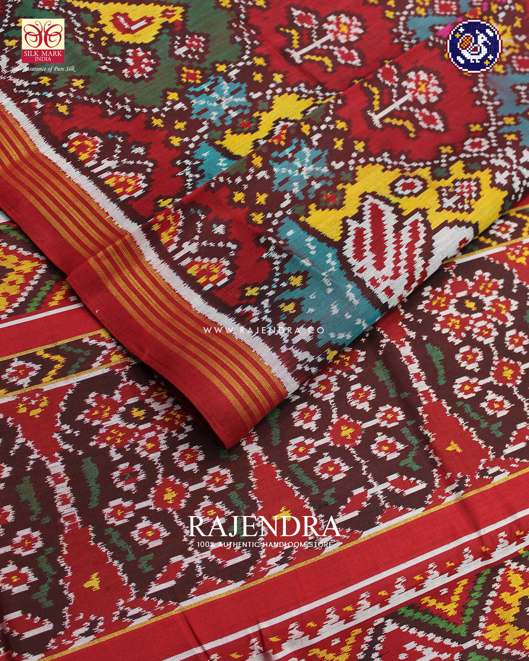 Exclusive 5 Figure Multicolour Ikat Rajkot Patola Saree