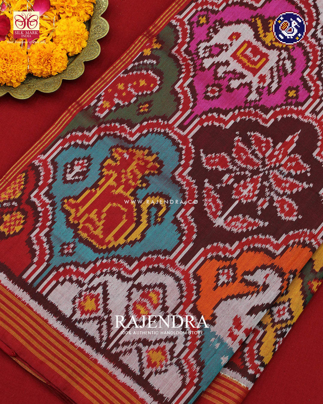 Exclusive 5 Figure Multicolour Ikat Rajkot Patola