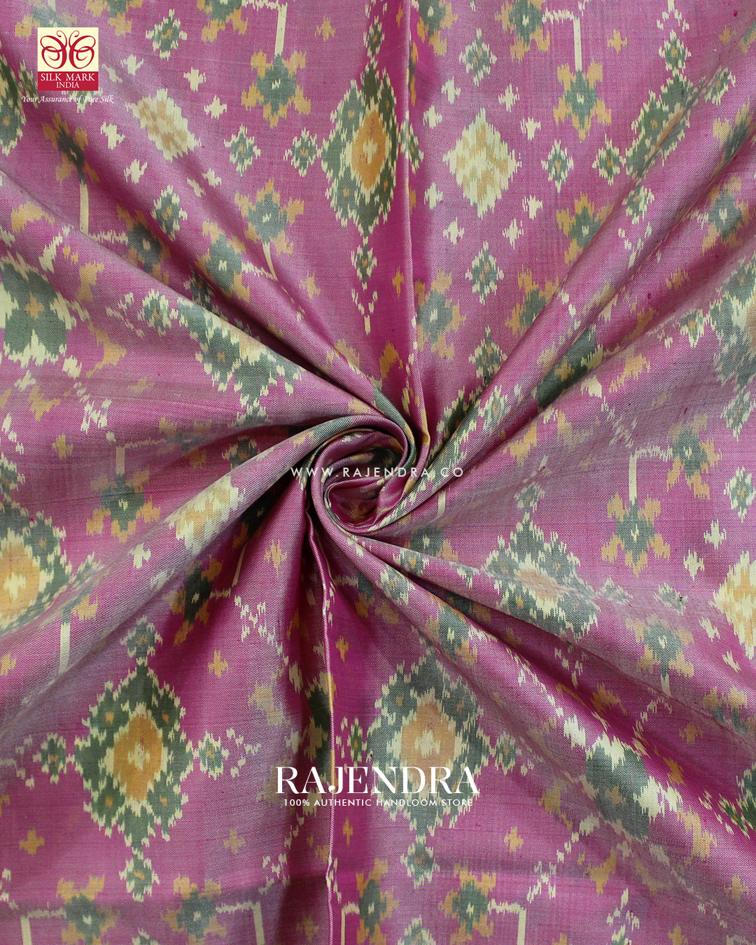 Traditional Navratna Design Baby Pink and Pink Single Ikat Rajkot Patola Saree