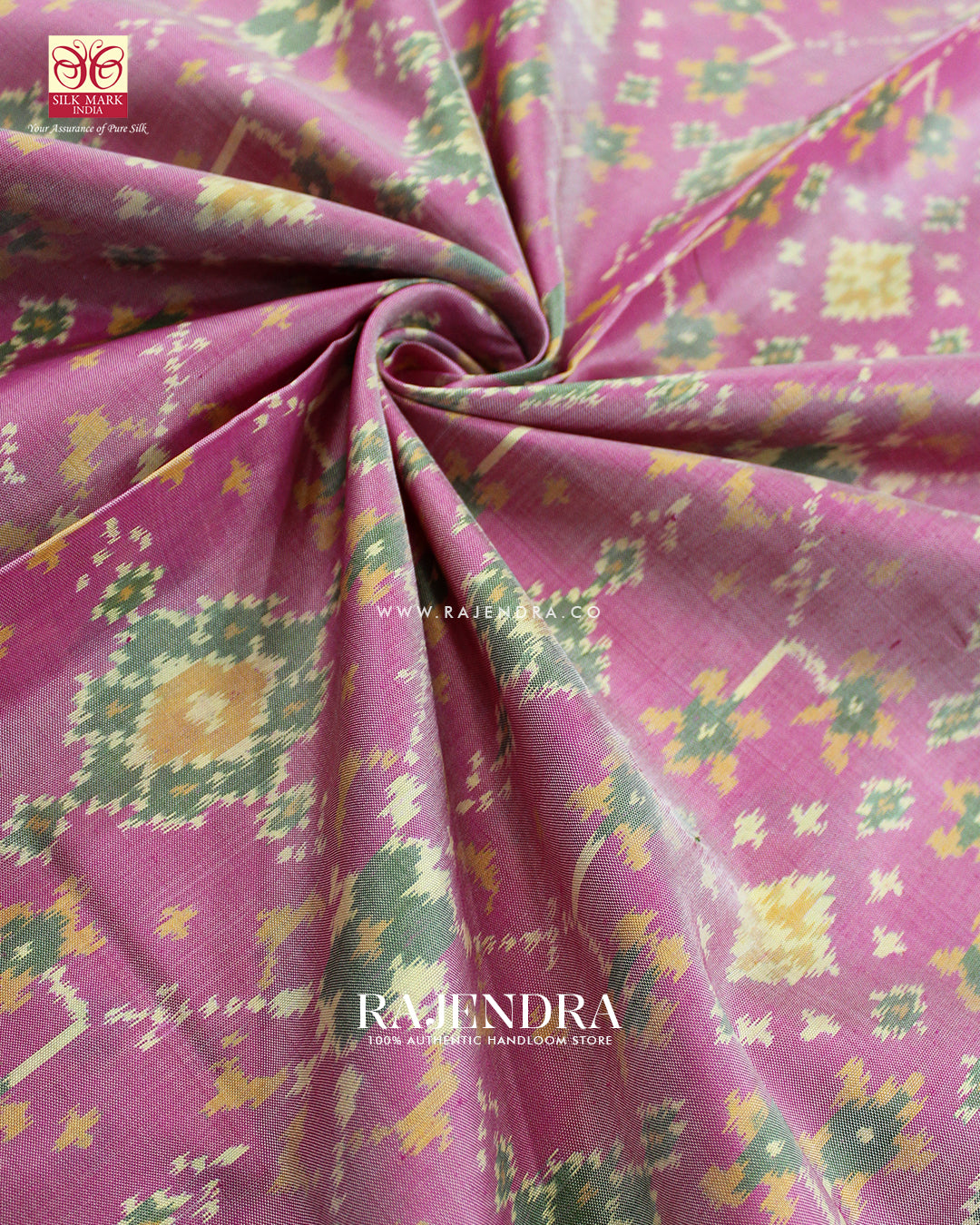 Traditional Navratna Design Baby Pink and Pink Single Ikat Rajkot Patola Saree