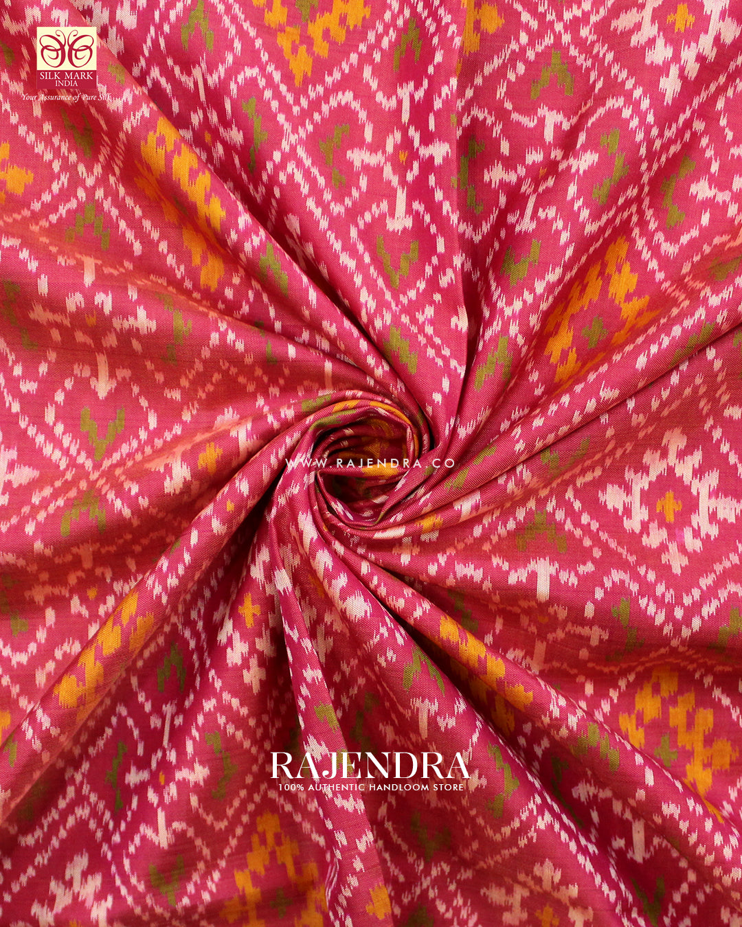 Traditional Panchanda Design Pink Single Ikat Rajkot Patola Saree