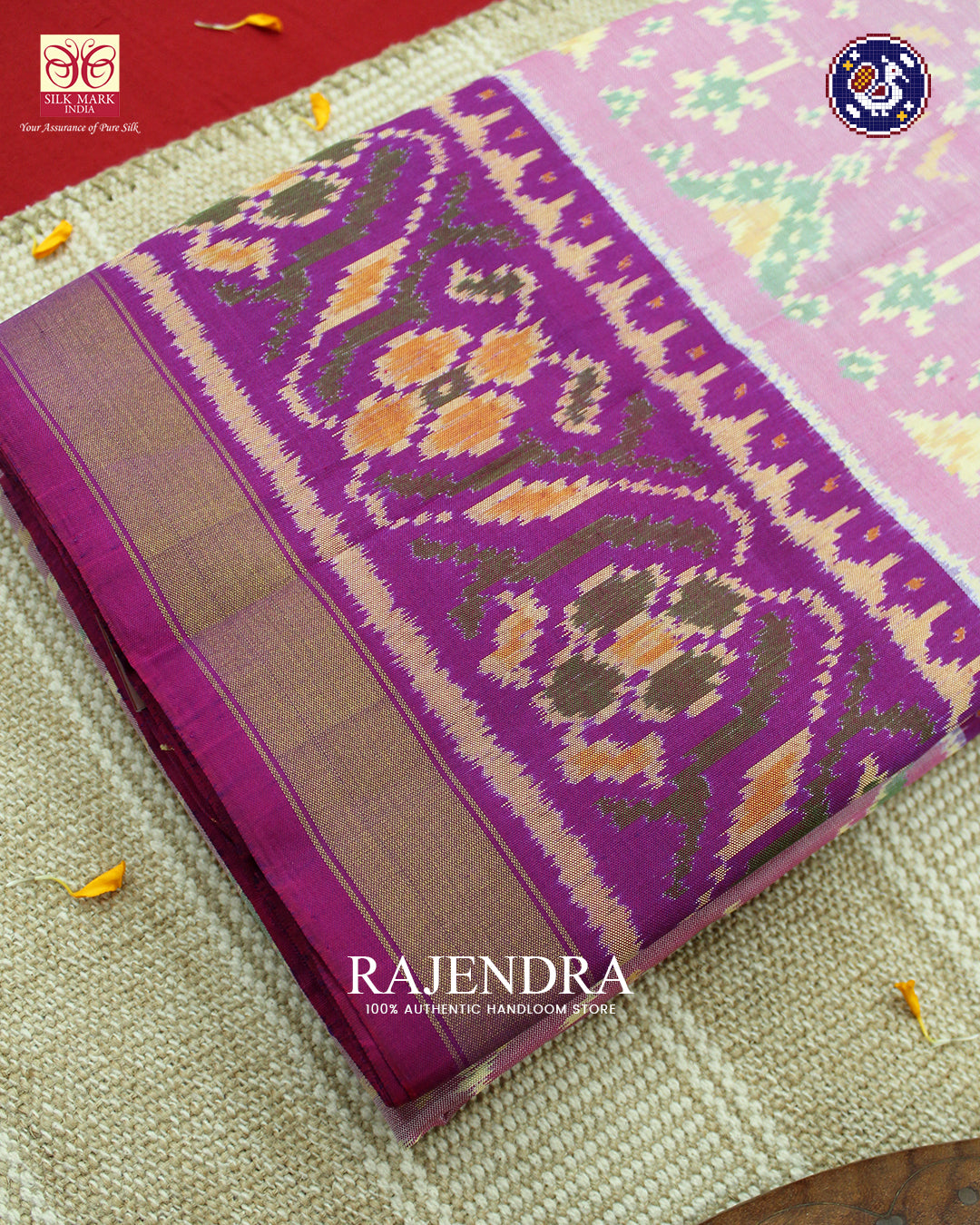 Traditional Navratna Design Baby Pink and Purple Rajkot Patola Saree