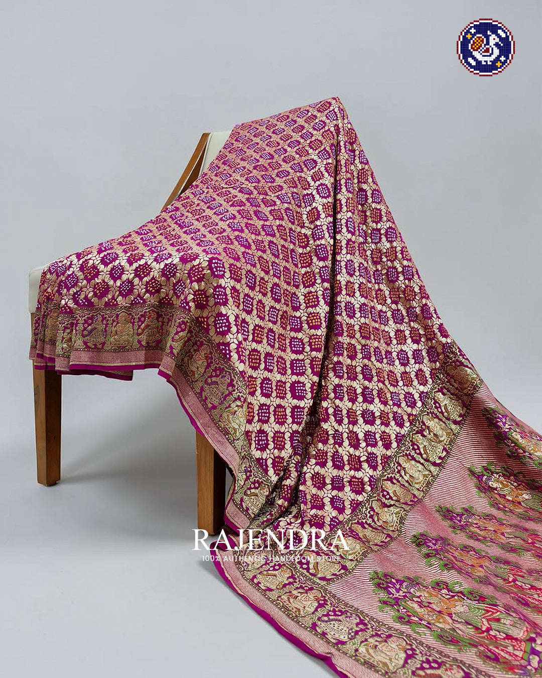 Exclusive Baluchari Border Khadi Georgette Banarasi Bandhani Saree