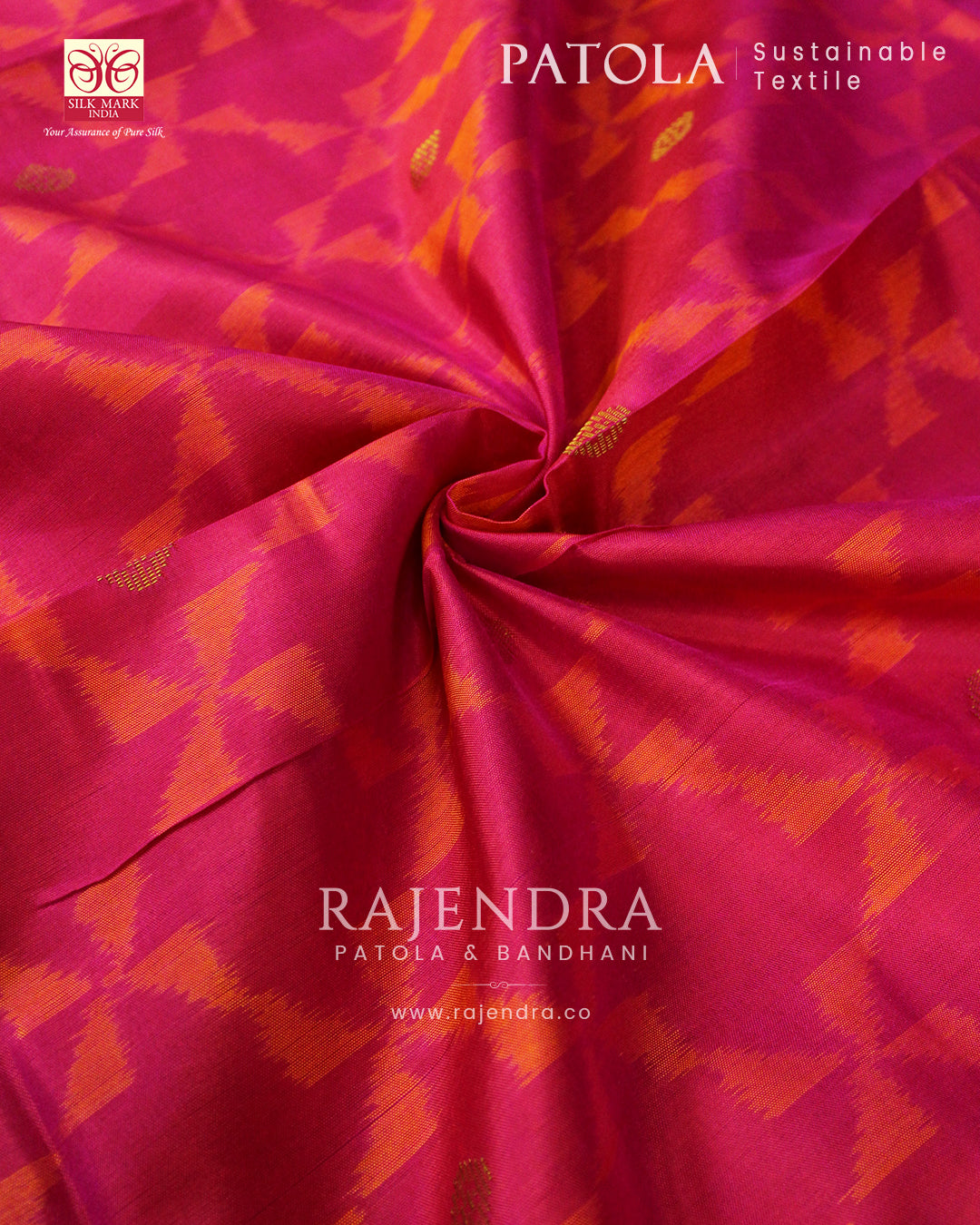 Exclusive Banarasi Butta Pink Single Ikat Rajkot Patola Saree