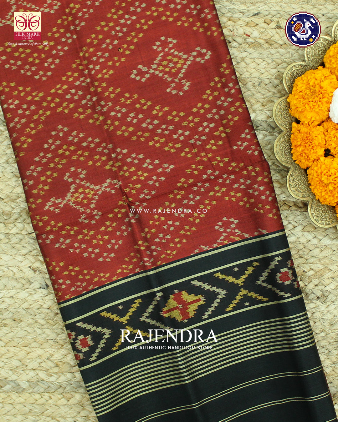 Traditional Bandhani Design Red and Black Rajkot Patola Dupatta