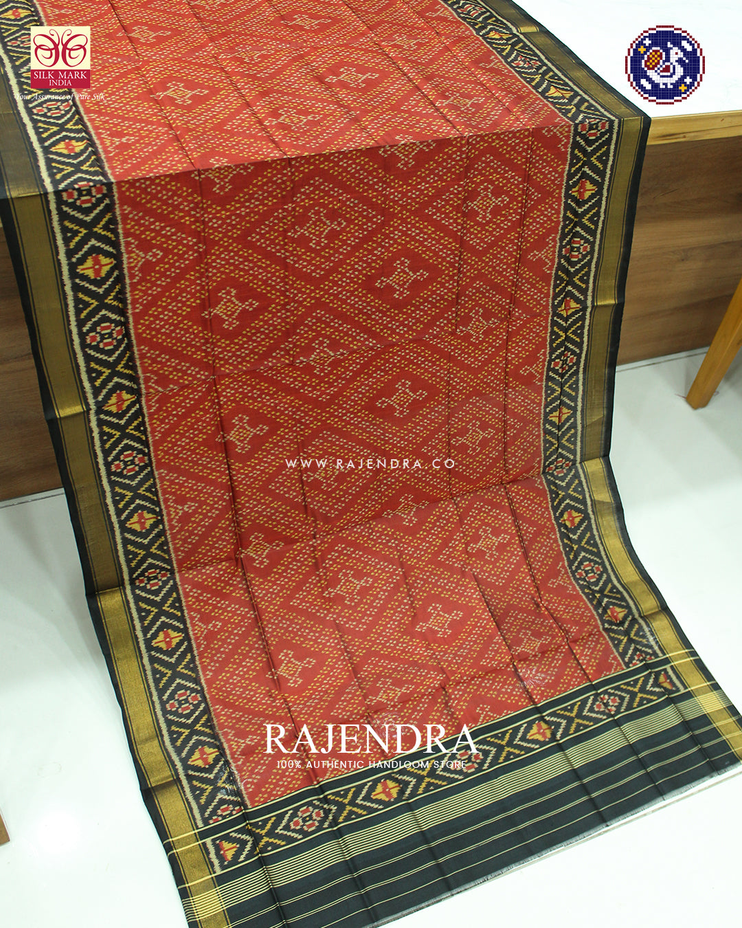 Traditional Bandhani Design Red and Black Rajkot Patola Dupatta