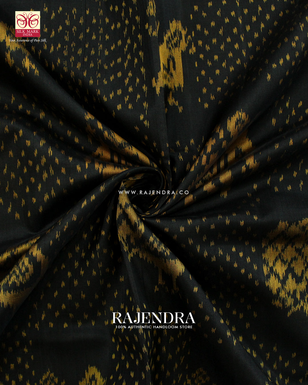 Exclusive Hathi Popat Design Black Single Ikat Rajkot Patola Saree