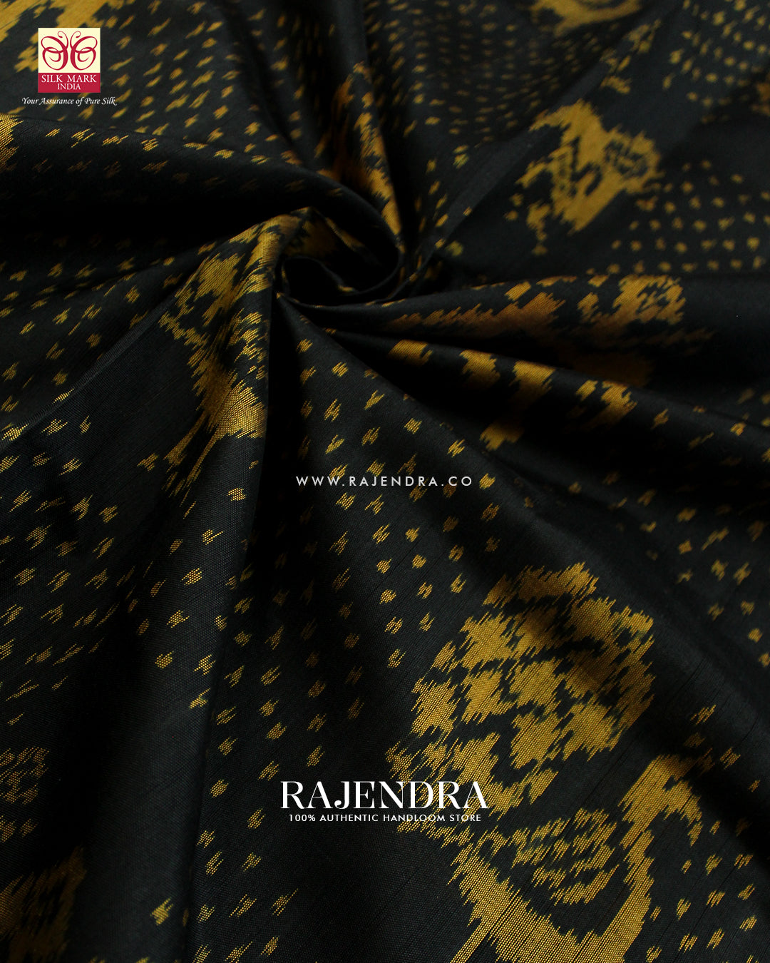 Exclusive Hathi Popat Design Black Single Ikat Rajkot Patola Saree