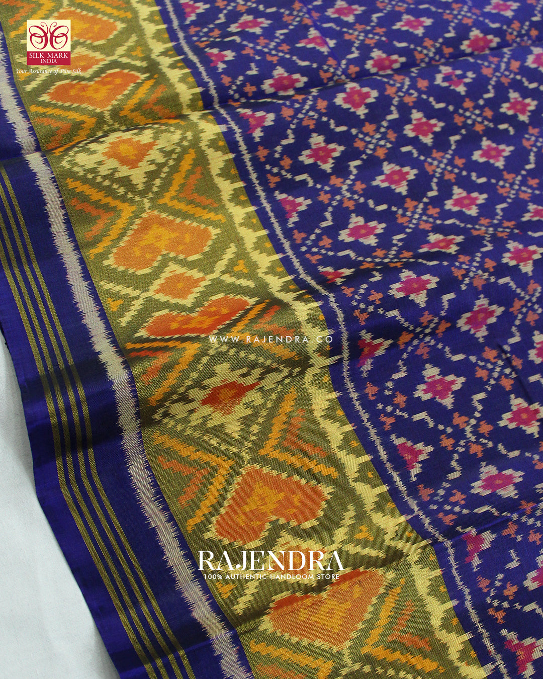 Traditional Buttonful Design Blue Single Ikat Rajkot Patola Saree