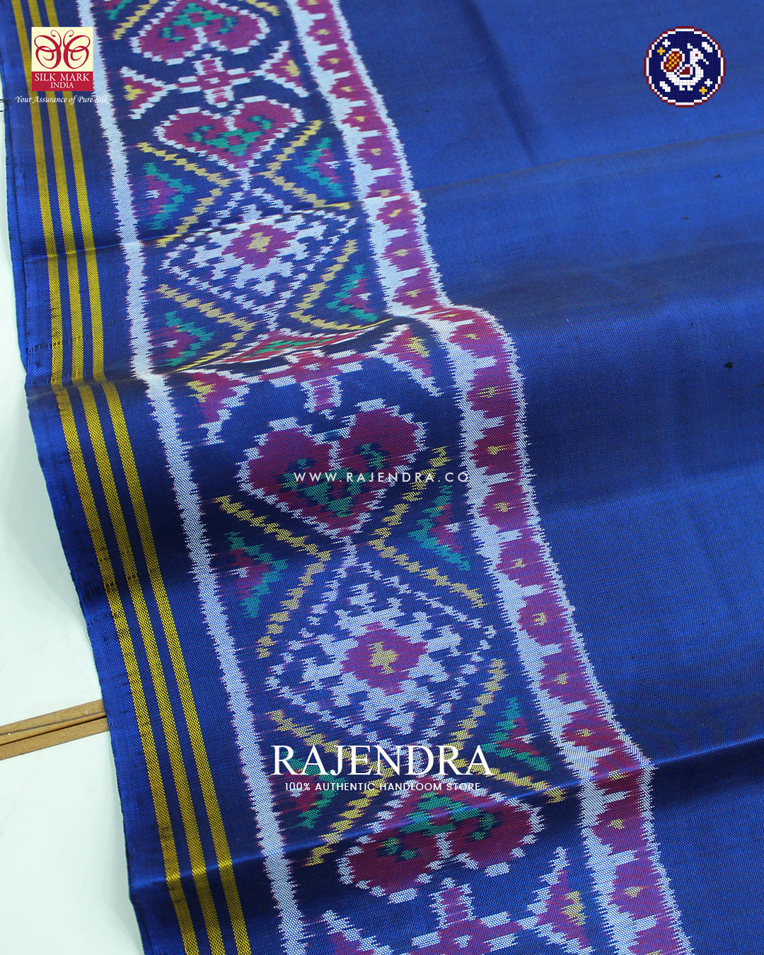 Exclusive Gala Border Blue Ikat Rajkot Patola Saree