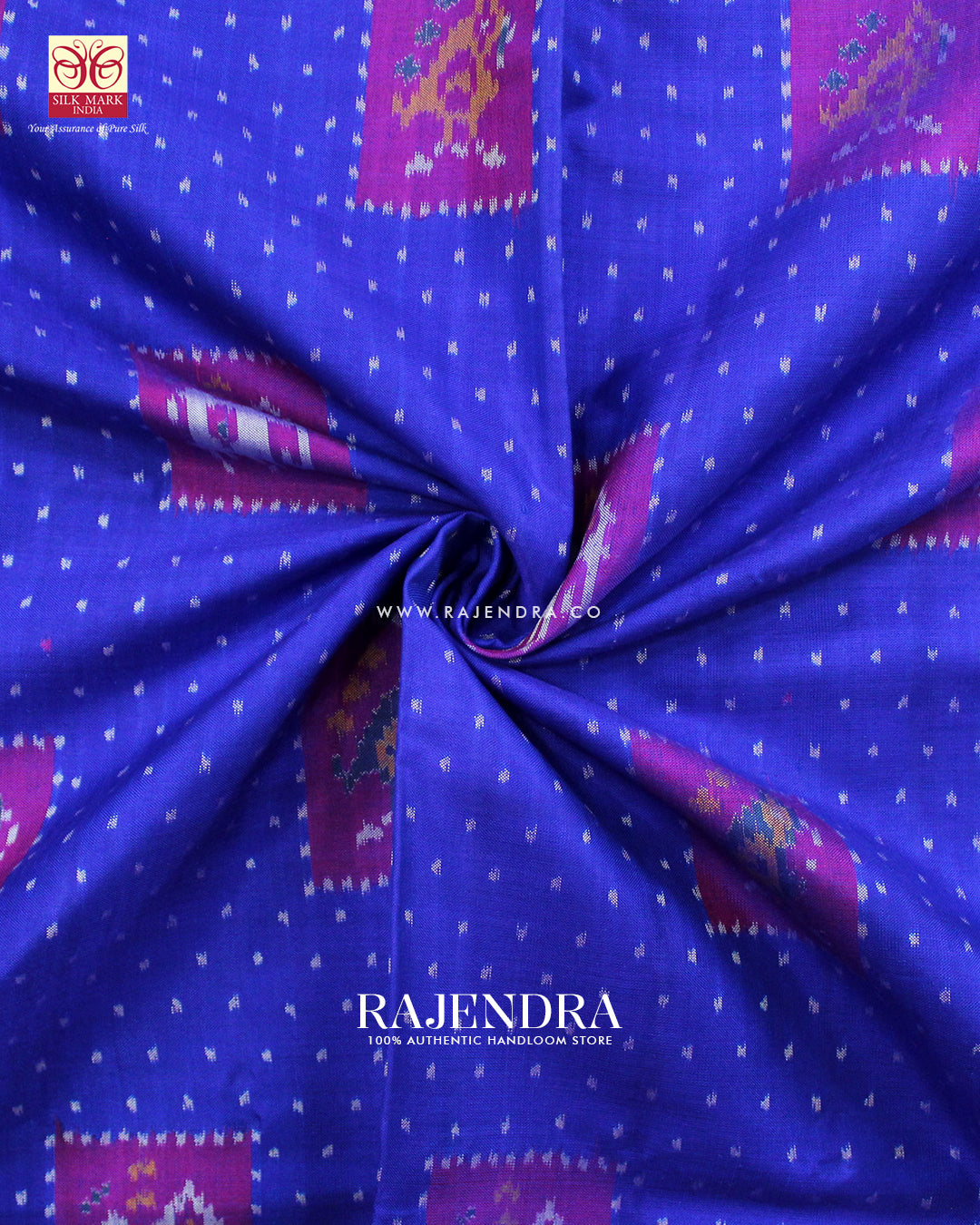 Traditional Hathi Popat Blue Ikat Rajkot Patola Saree