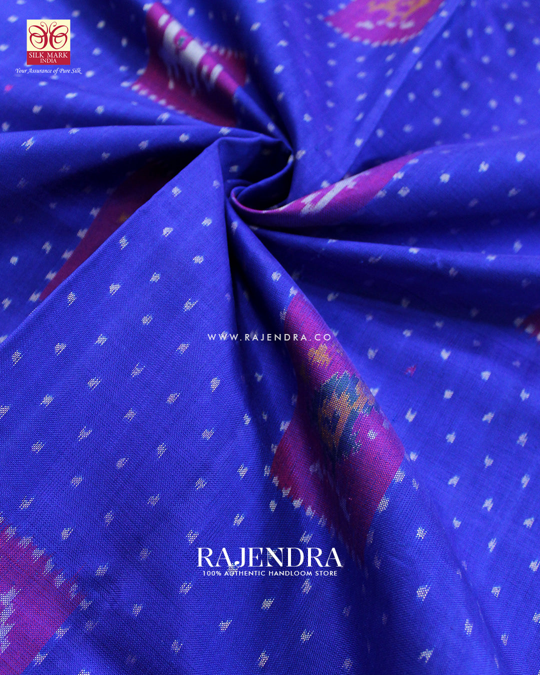 Traditional Hathi Popat Blue Ikat Rajkot Patola Saree