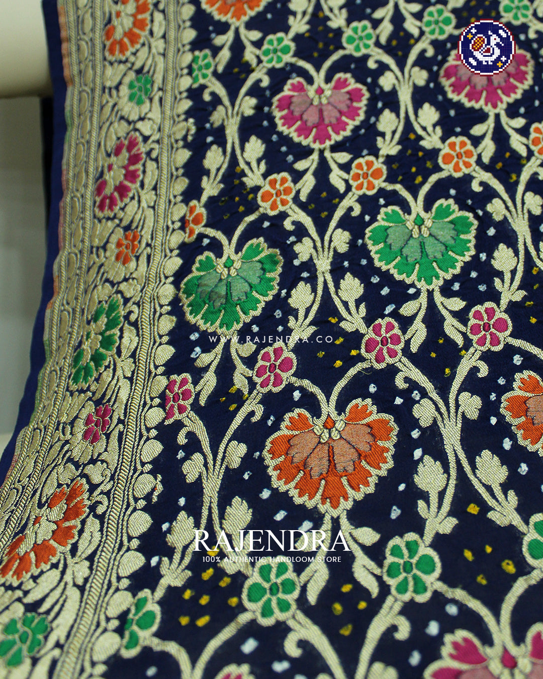 Traditional Meenakari Blue Banarasi Bandhani Dupatta
