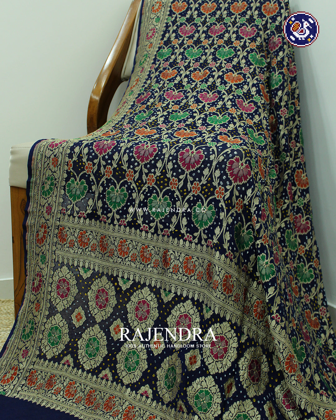 Traditional Meenakari Blue Banarasi Bandhani Dupatta
