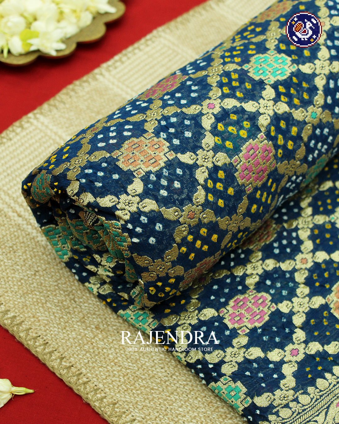 Traditional Meenakari Khadi Georgette Blue Banarasi Bandhani Saree