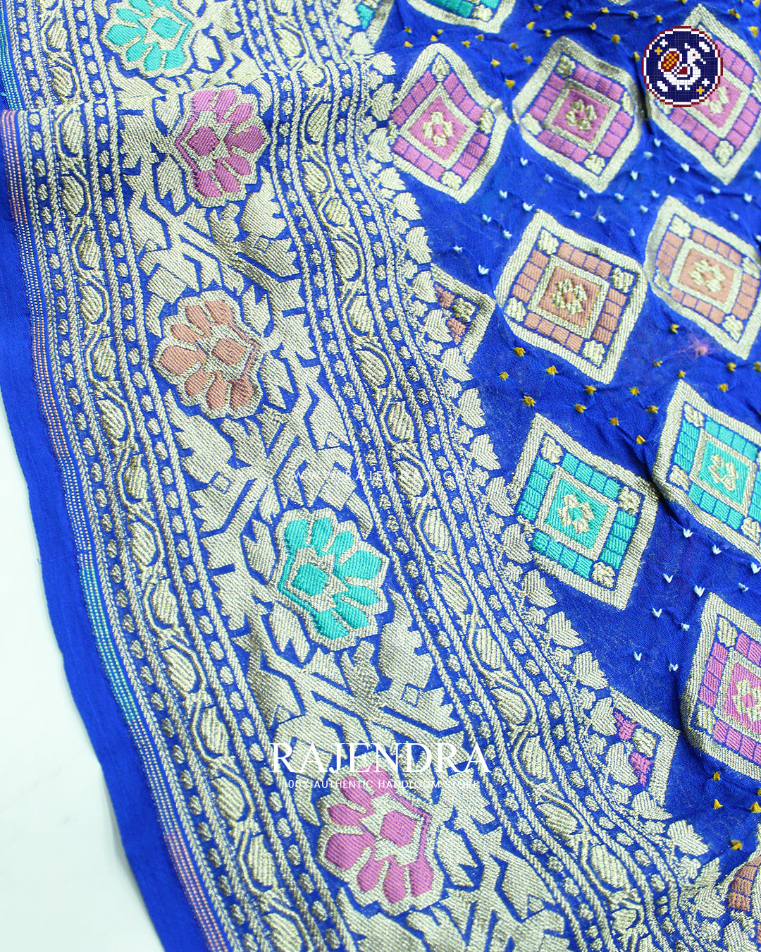 Traditional Meenakari Blue Pure Georgette Banarasi Bandhani Saree