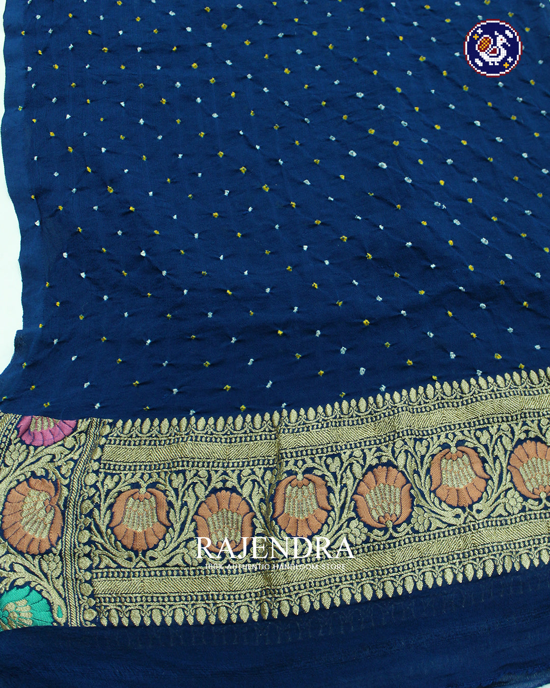 Traditional Meenakari Khadi Georgette Blue Banarasi Bandhani Saree