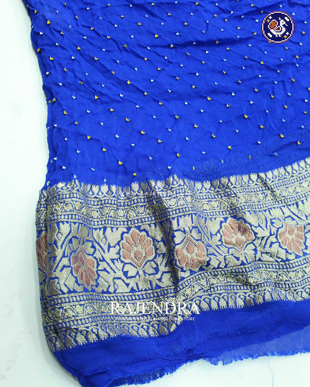 Traditional Meenakari Blue Pure Georgette Banarasi Bandhani Saree