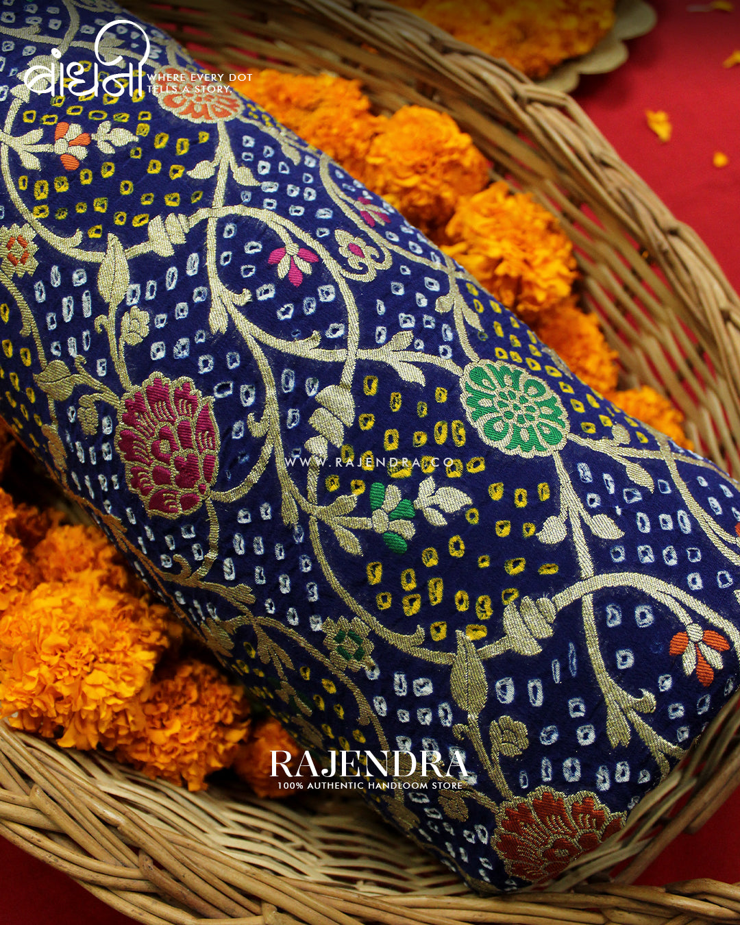 Traditional Meenakari Blue Pure Georgette Banarasi Bandhani Saree