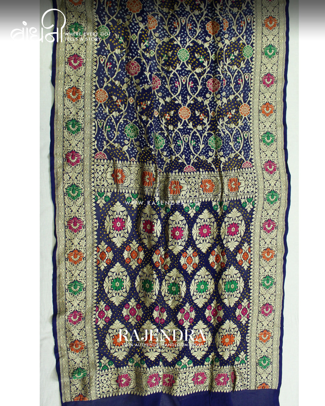 Traditional Meenakari Blue Pure Georgette Banarasi Bandhani Saree