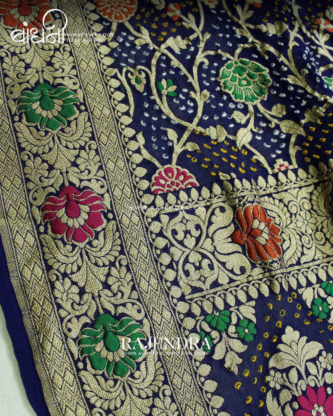 Traditional Meenakari Blue Pure Georgette Banarasi Bandhani Saree