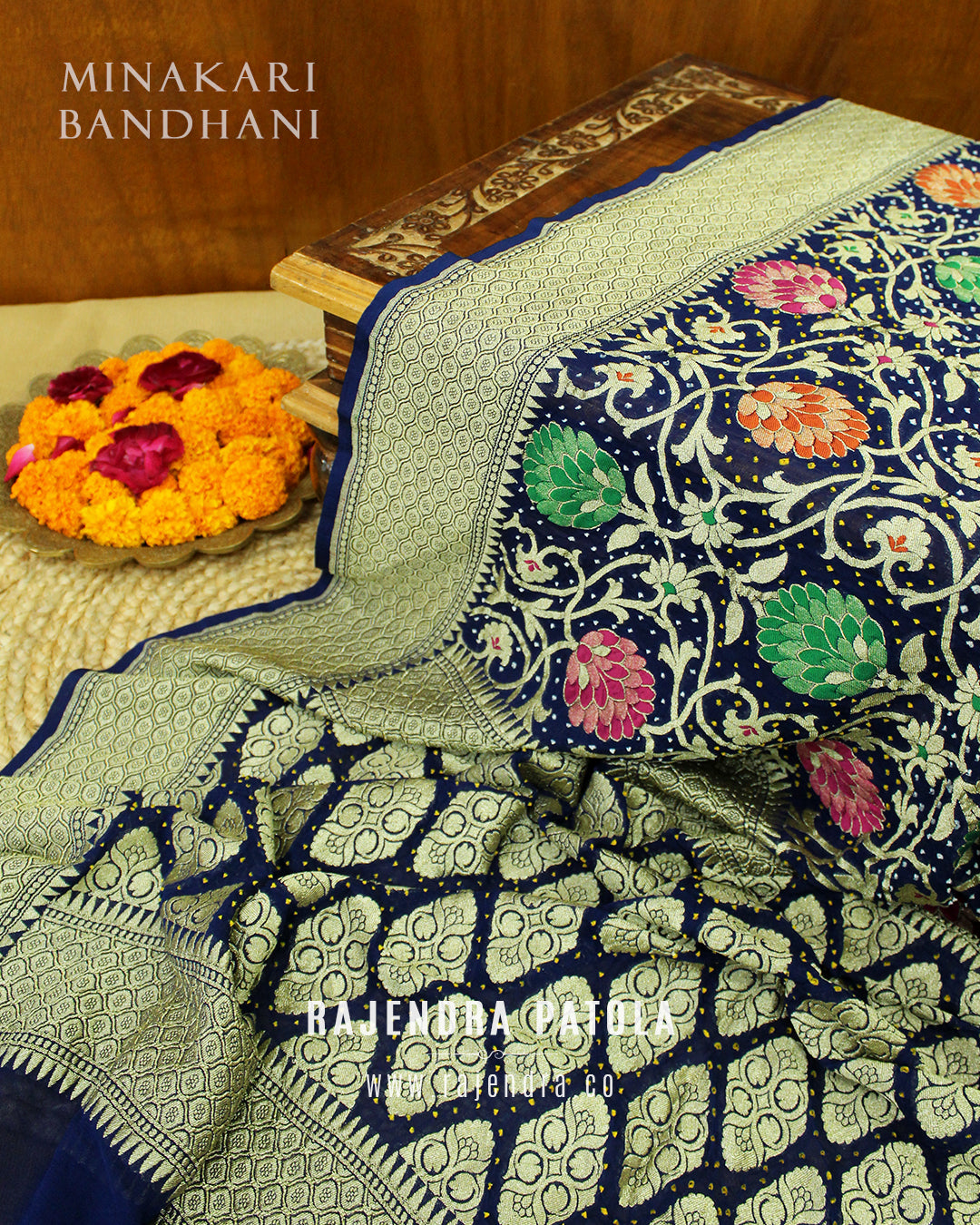 Traditional Minakari Pure Georgette Banarasi Bandhani Saree