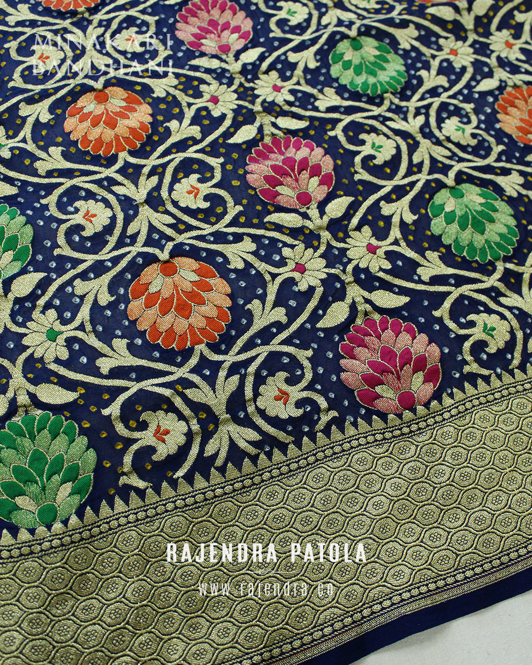 Traditional Minakari Pure Georgette Banarasi Bandhani Saree