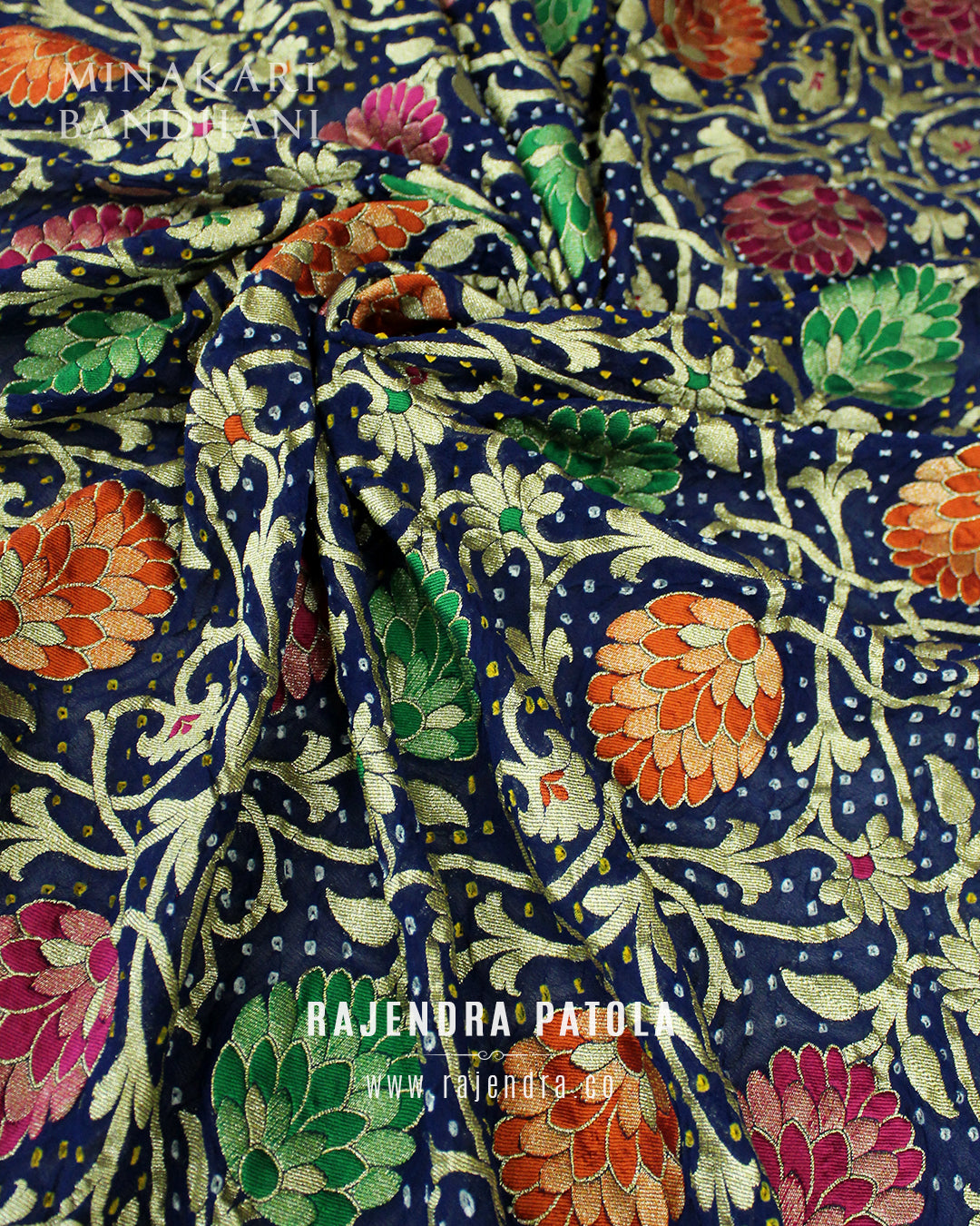 Traditional Minakari Pure Georgette Banarasi Bandhani Saree