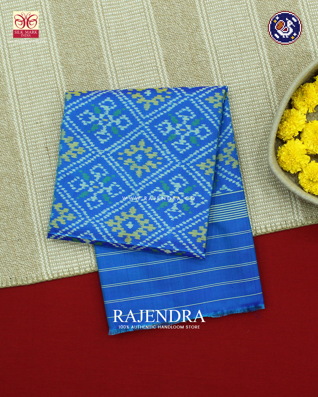 Traditional Panchanda Design Blue Rajkot Patola Dupatta