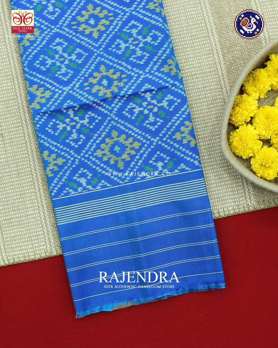 Traditional Panchanda Design Blue Rajkot Patola Dupatta