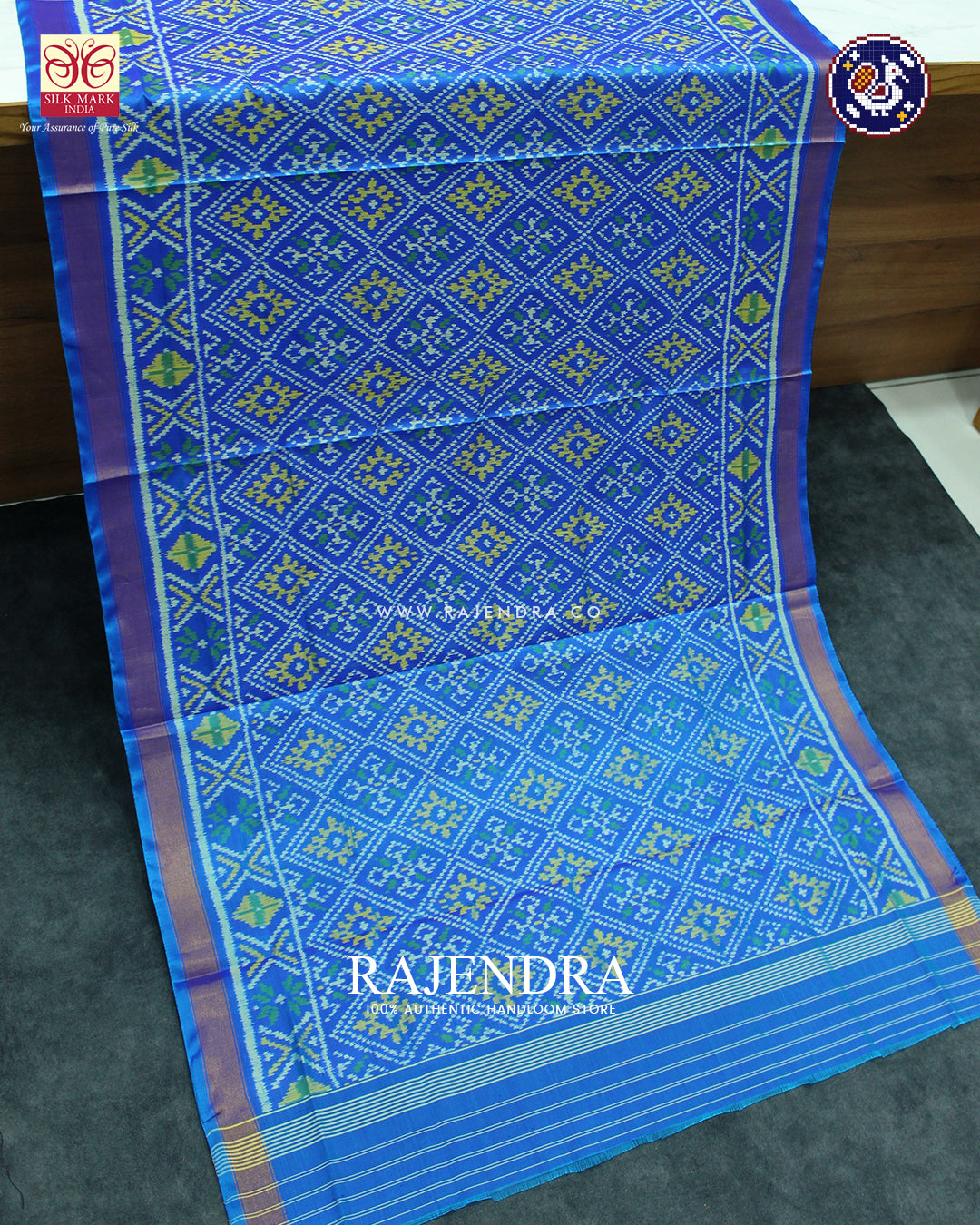 Traditional Panchanda Design Blue Rajkot Patola Dupatta