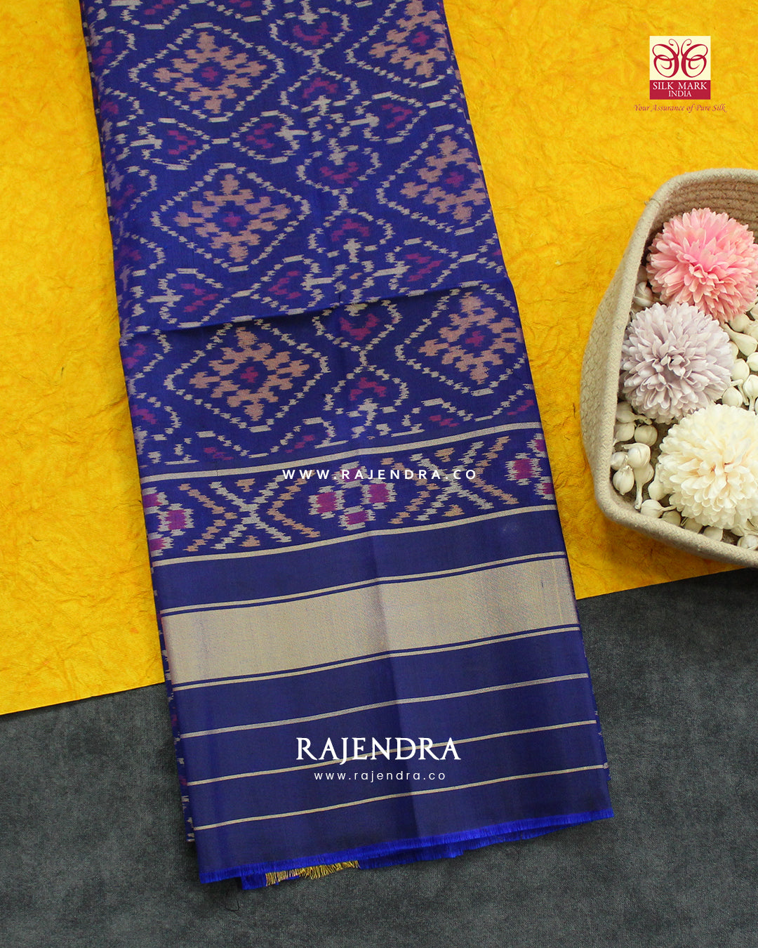 Traditional Panchanda Design Blue Single Ikat Rajkot Patola Dupatta