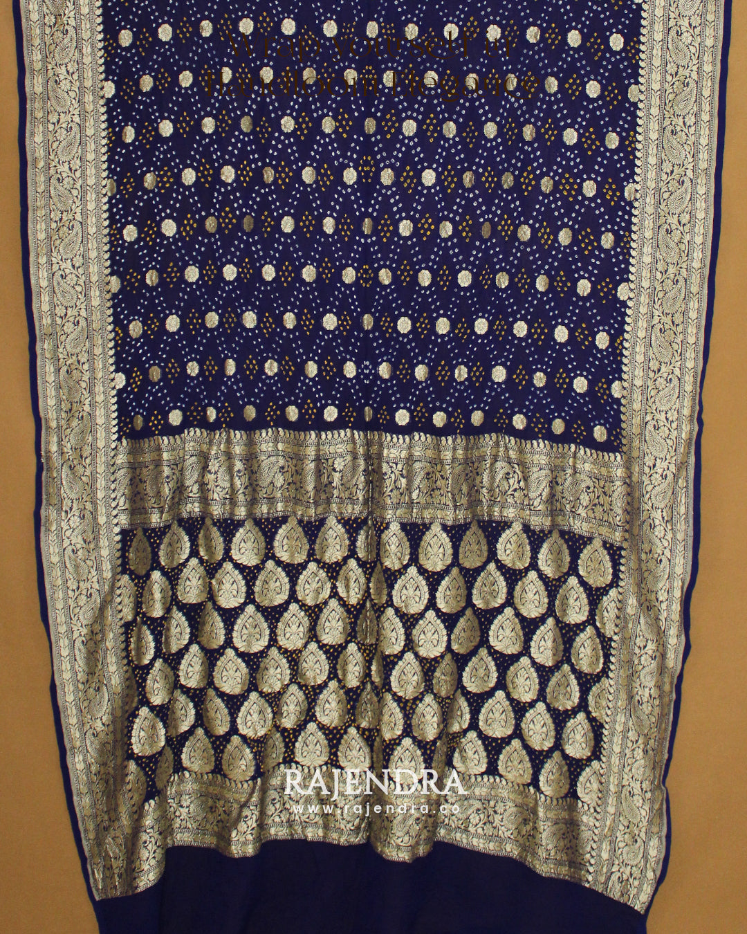 Traditional Pure Georgette Blue Palav Banarasi Bandhani Saree