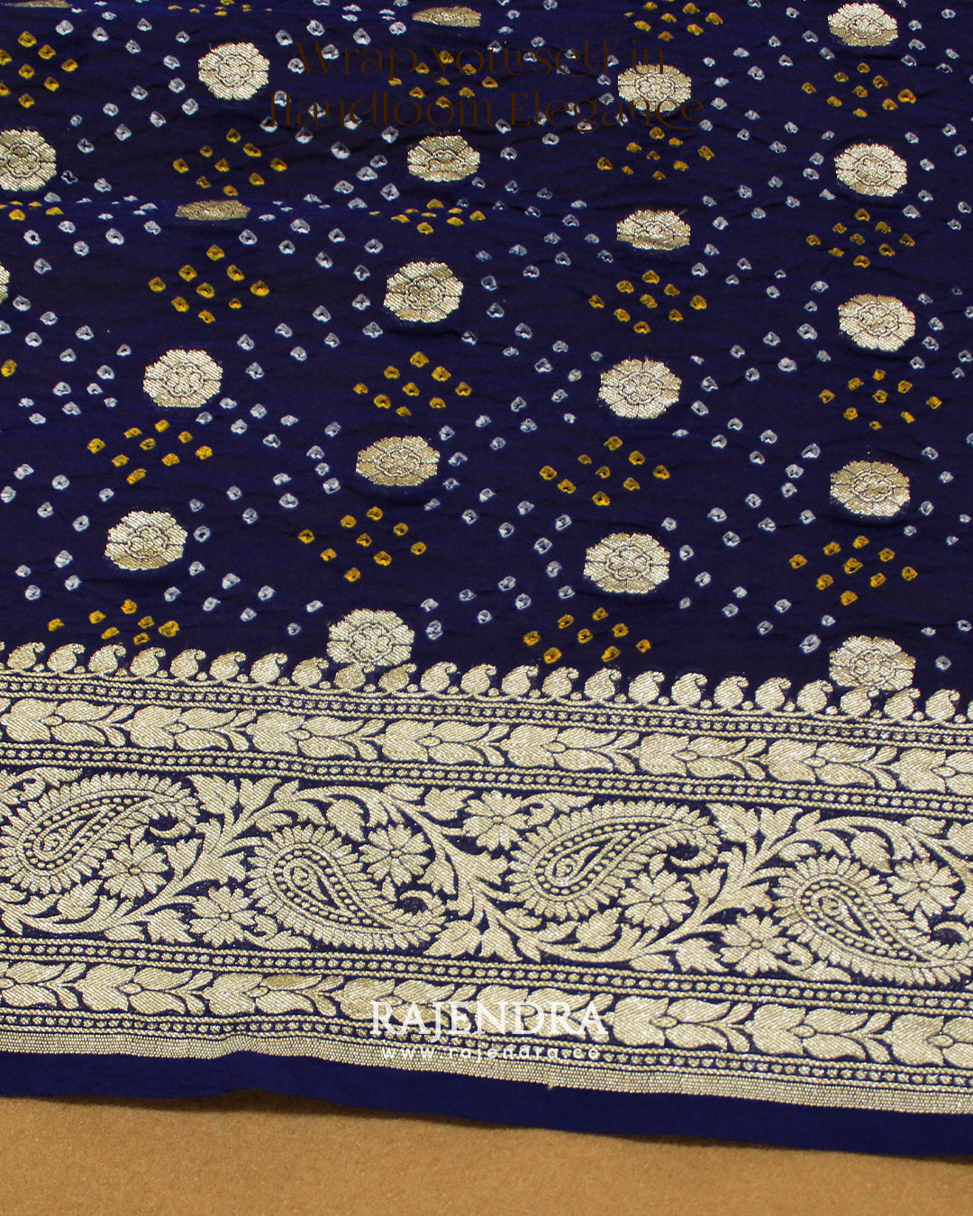 Traditional Pure Georgette Blue Palav Banarasi Bandhani Saree