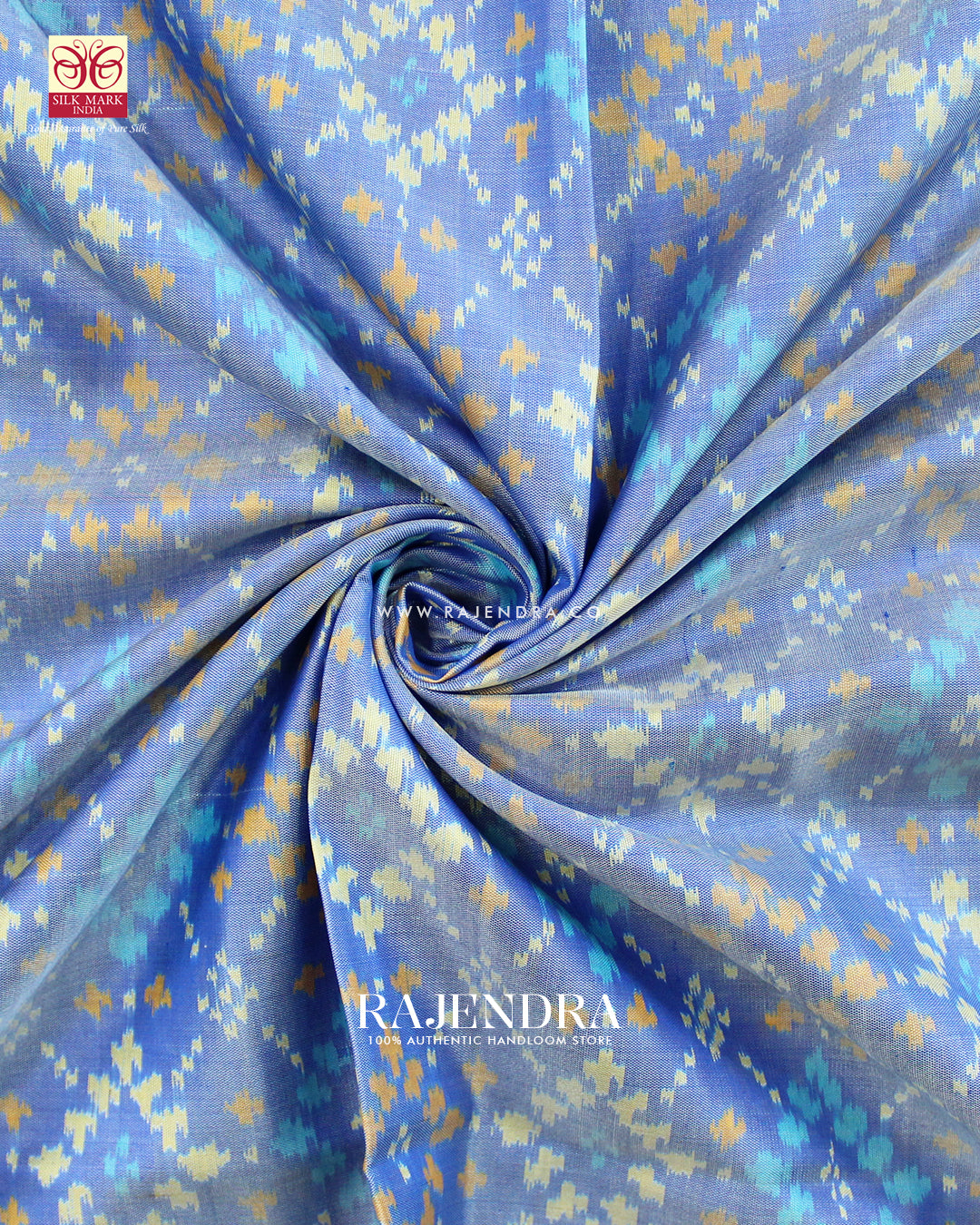 Exclusive Star Design Pastel Blue Single Ikat Rajkot Patola Saree