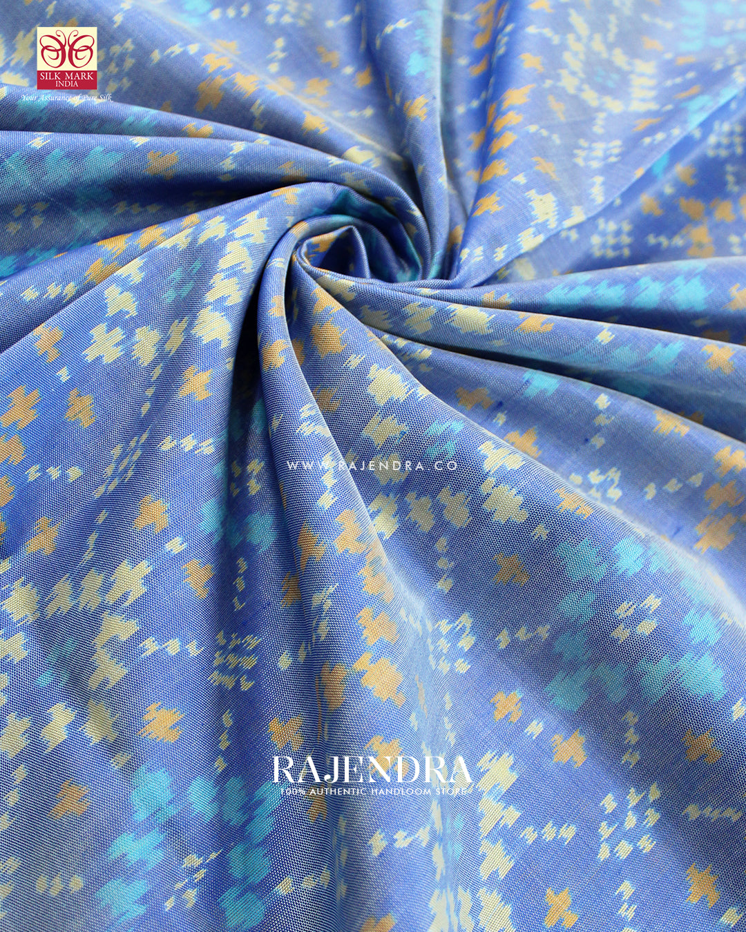 Exclusive Star Design Pastel Blue Single Ikat Rajkot Patola Saree