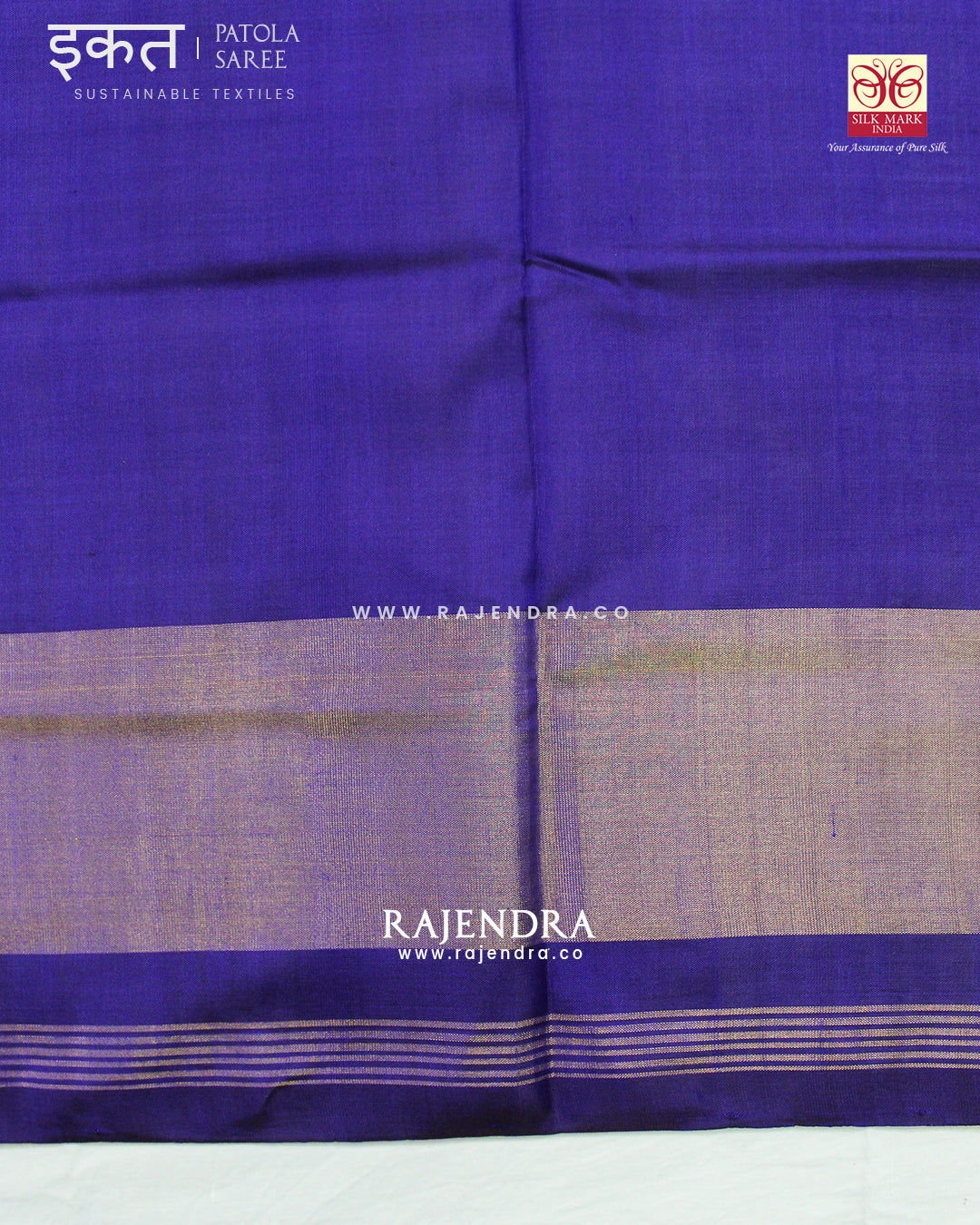 Exclusive Gala Border Blue and Yellow Single Ikat Rajkot Patola Saree