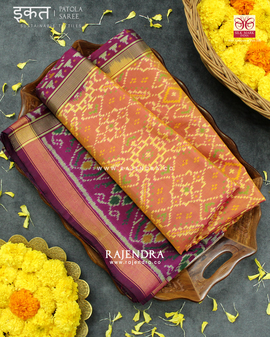 Traditional Manekchowk Bhat Single Ikat Rajkot Patola Saree