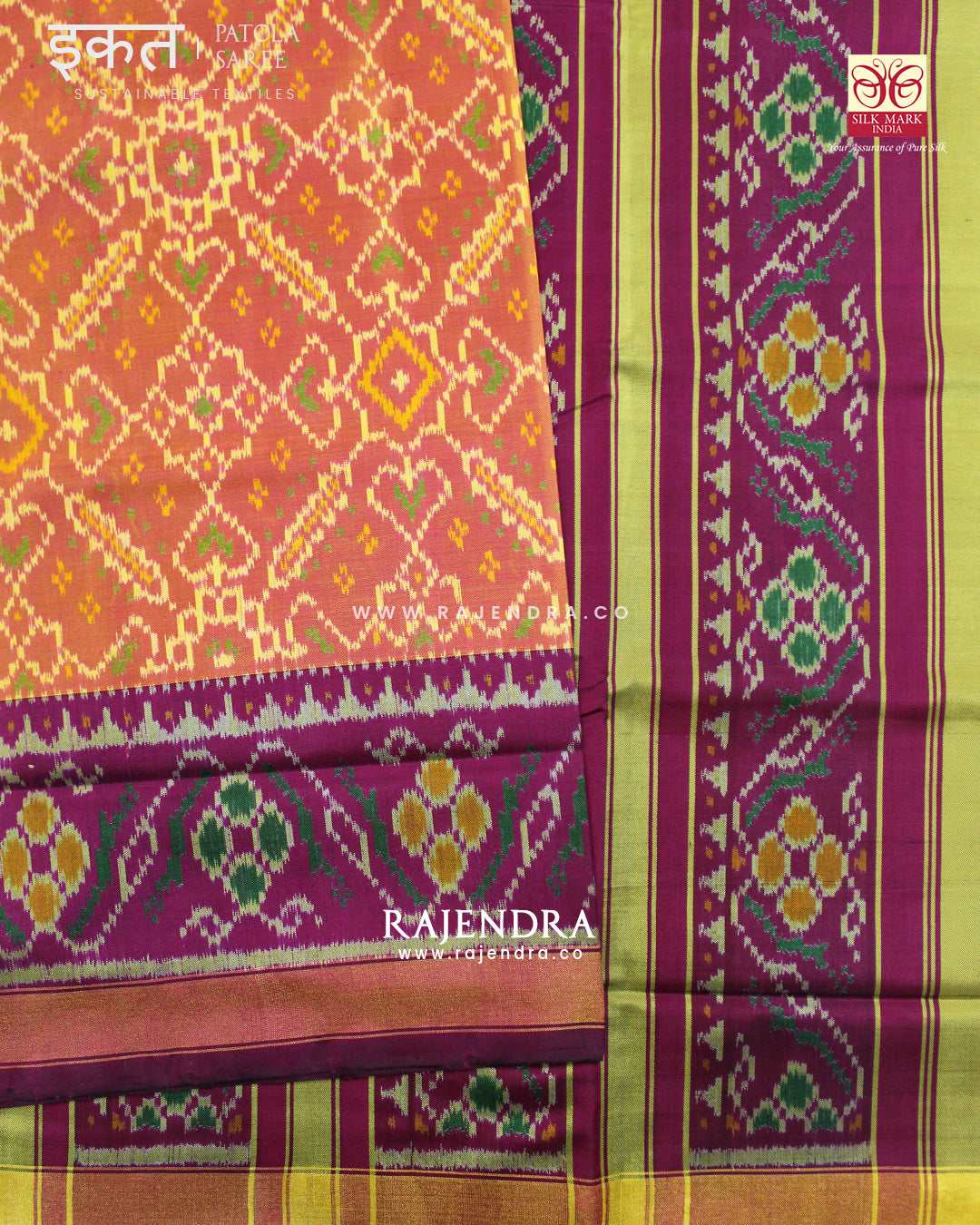 Traditional Manekchowk Bhat Single Ikat Rajkot Patola Saree