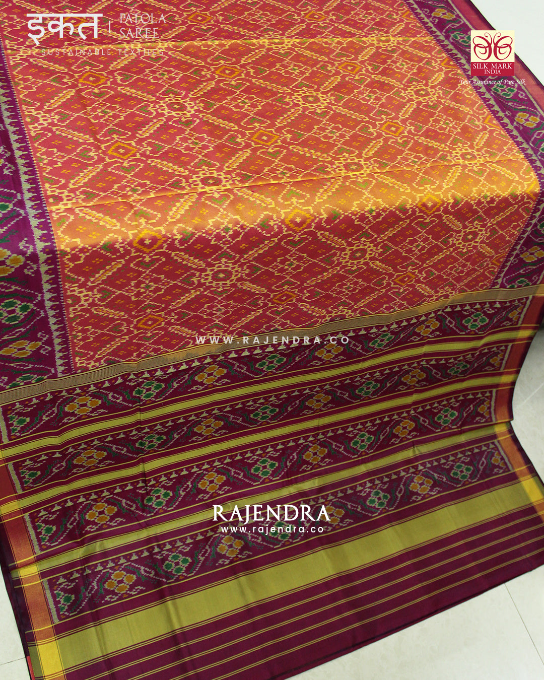 Traditional Manekchowk Bhat Single Ikat Rajkot Patola Saree