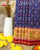 Traditional Buttonful Bhat Red and Blue Single Ikat Rajkot Patola Saree