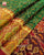 Traditional Buttonful Bhat Red and Green Single Ikat Rajkot Patola Saree